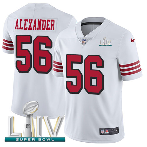 San Francisco 49ers Nike #56 Kwon Alexander White Super Bowl LIV 2020 Rush Youth Stitched NFL Vapor Untouchable Limited Jersey->youth nfl jersey->Youth Jersey